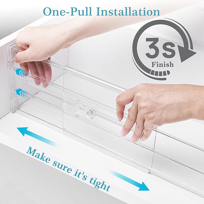 Vtopmart 6" Tall Upgrade Drawer Dividers, 12.8"-22.3" Expandable, 6 Pack | Deep Drawer Organizer, Big Drawer Separator, Clear plastic Adjustable Storage Divider for Dresser, Baby Supplies, Kitchenware