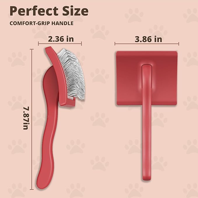 Slicker Brush for Dogs, Dog Brush for Shedding Massaging, Doodle Brush for Long Haired Dogs with Extra Long Pins to Effectively Remove Tangles, Knots and Mats (LARGE) (Coral, Large)