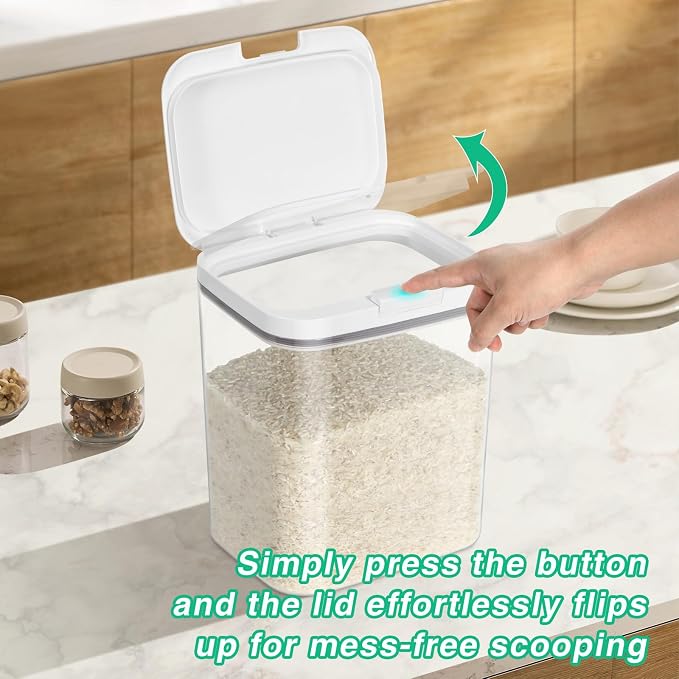 2 Pack Flour Sugar Storage Containers with Pop-to-Flip Lid 2.9 Qt + 4.75 Qt | Airtight Rice Container BPA Free Dog Food Holder Dog Treat Storage Kitchen Organizers