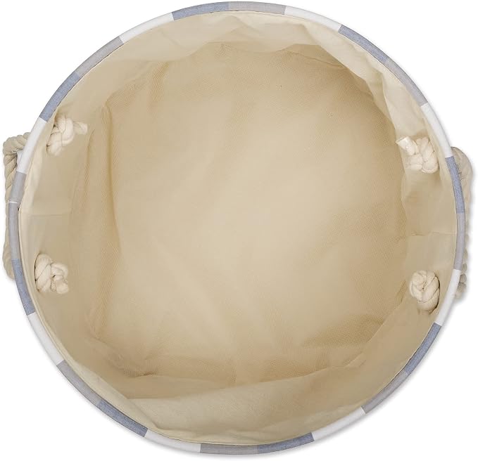 DII Buffalo Check Storage Bin, Large Round, 16x16x15, Tri Color Blue