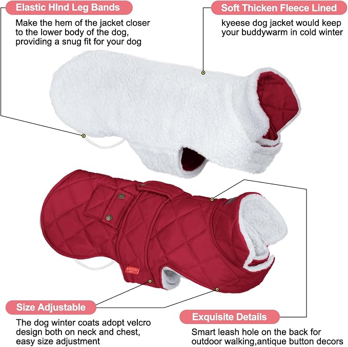 KYEESE Waterproof & Windproof Dog Coat for Small Dogs Puffer Jacket