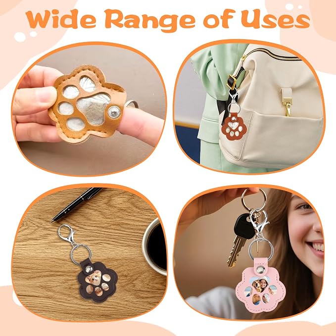 8 Pcs Pet Paw Keychain with Lobster Clasp,Pet Fur keepsake Photo Storage Keyring Hair Keychain Set, Portable Memorial Charm,Handmade Bag Purse Key Holder,Father Day Graduation Gift