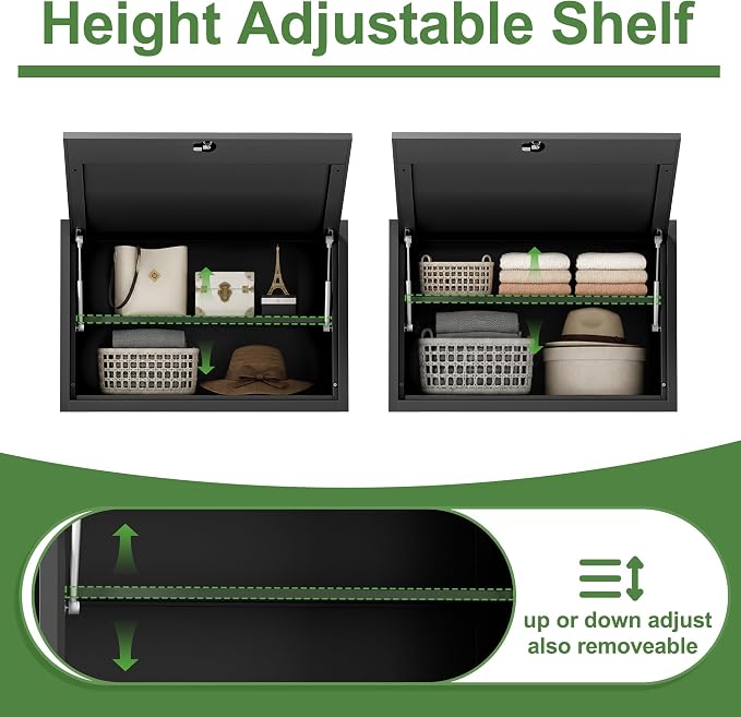 Metal Wall Cabinet with 1 Up-flip Door and 1 Adjustable Shelf | Black Heavy Duty Garage Wall Mounted Storage Cabinets,Tool Cabinets for Garage,Kitchen,Warehouse,Office,Assembly Required