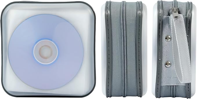 CD Case, 40 Capacity CD DVD Case Wallet Holder Portable Disc VCD Heavy Duty Binder Storage Organizer (White)