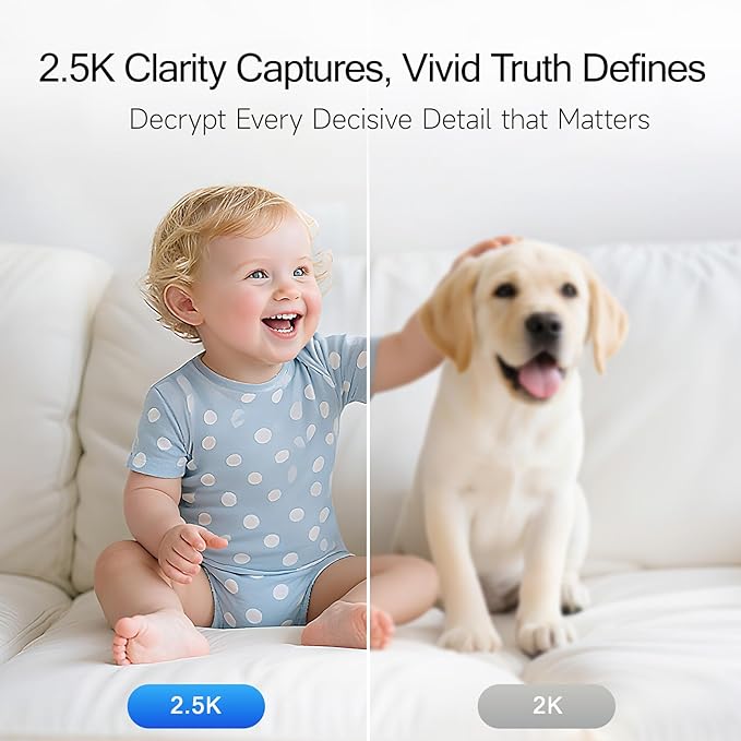 2.5K Indoor Camera 2pack, Free AI Person/Pet/Cry Detection, 4MP Pet/Dog/Cat/Baby Camera w/Phone App, Cameras for Home Security, Pan Tilt 2.4GHz WiFi, Night Vision, Full Duplex 2-Way Audio