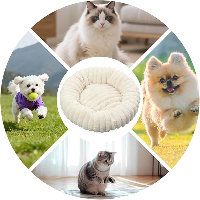 Cat and Dog Sleeping Mat, Round Pet Relaxation Bed | Washable Puppy Kitten Donut Bed | Non-Slip Round Comfortable Thick Dog Bed Cat Sofa For Small Dogs, Cat