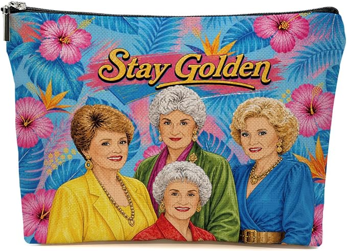 JIUWEIHU Golden Inspired Makeup Bag Vintage TV Show Gifts for Women | Hawaiian Cosmetic Bag, Travel Toiletry Bags Gifts for Women Girls Friends Bestie Sisters Christmas Birthday Makeup Pouch
