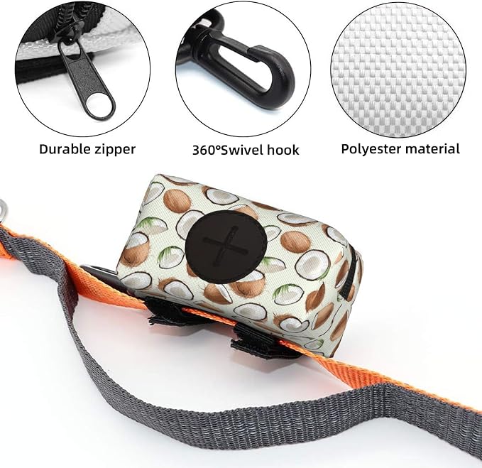 Coconut Pet Waste Bag Dispenser 0.2L | Portable Dog Poop Holder Waste Bag With Zipper Park Doggy Walking Accessory