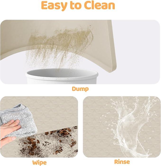 Silicone Dog Bed Mat 51"x 25.6" Crate Mat for Dog Cages, Beige | Extra Large Kennel Mat with Raised Edge, Washable, Leakproof, Waterproof Dog Mat for Crate, Dog Floor Mat to Protect Floors