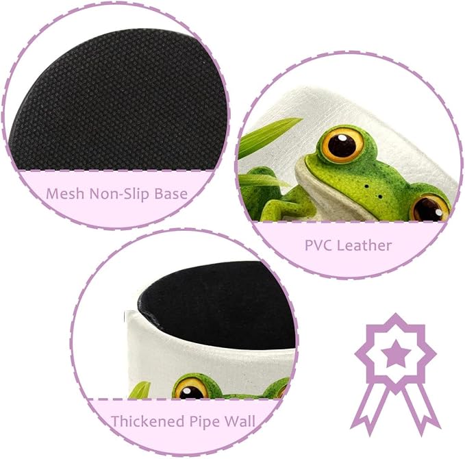 Faux Leather Pen Holder for Desk, Pencil Organizer Frog Pen Cup Desk Decor Makeup Brush Holder Storage for Office Home
