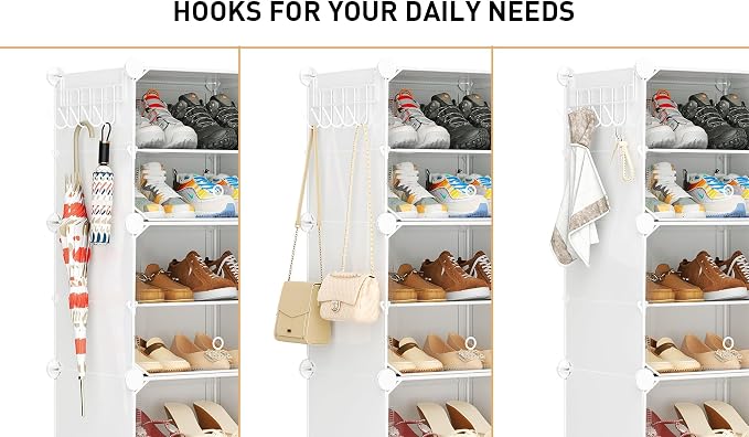 Shoe Storage,8 Tier Shoe Rack Organizer for Closet Shoe Cabinet with Door Shoe Shelves for Closet,Entryway,Hallway,Bedroom