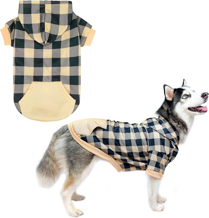 KOOLTAIL Plaid Dog Hoodie Pet Clothes Sweaters with Hat