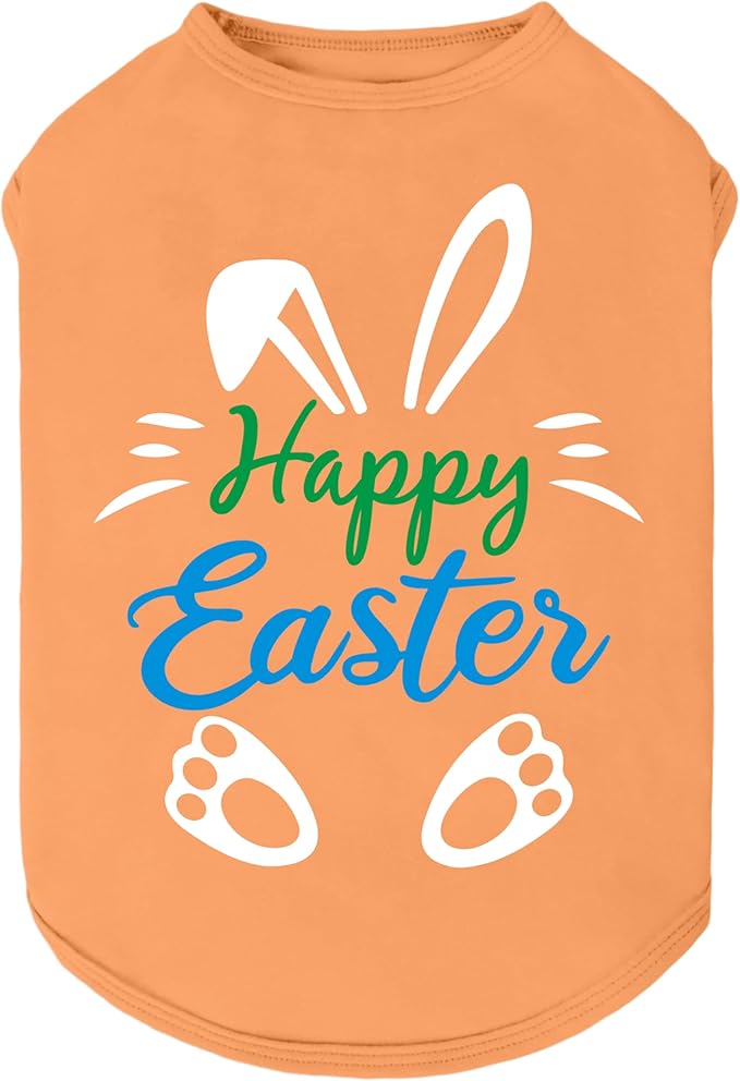 Fitwarm Happy Easter Bunny Dog Shirt, Easter Dog Clothes for Small Dogs Boy Girl, Cute Pet Outfit, Green, Blue, White, Orange, Small
