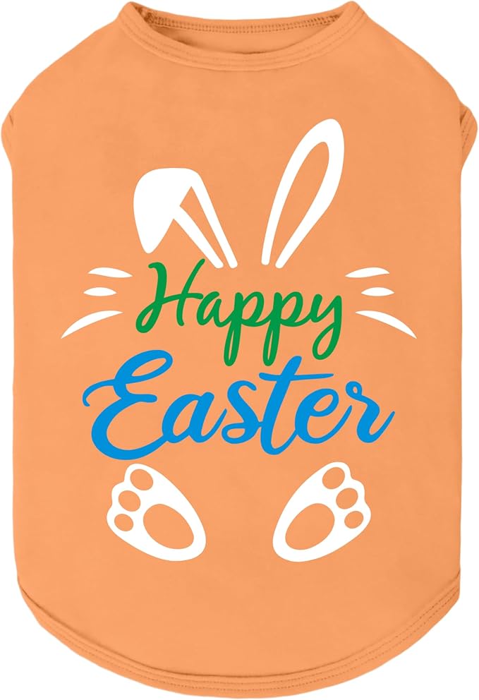 Fitwarm Happy Easter Bunny Dog Shirt, Easter Dog Clothes for Small Dogs Boy Girl, Cute Pet Outfit, Green, Blue, White, Orange, XL