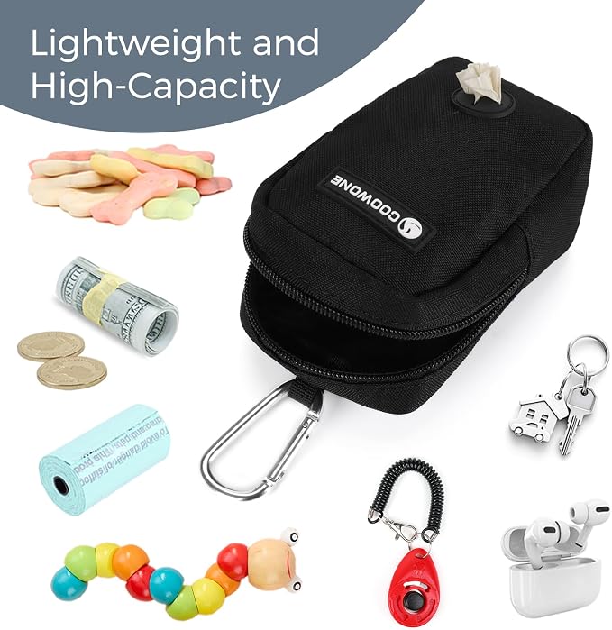 Dog Treat Pouch with Clip, Treat Pouches for Pet Training, Small Dog Treat Container Treat Bag for Leash, Waterproof Dog Treat Bag, Hands-free Training Pouch