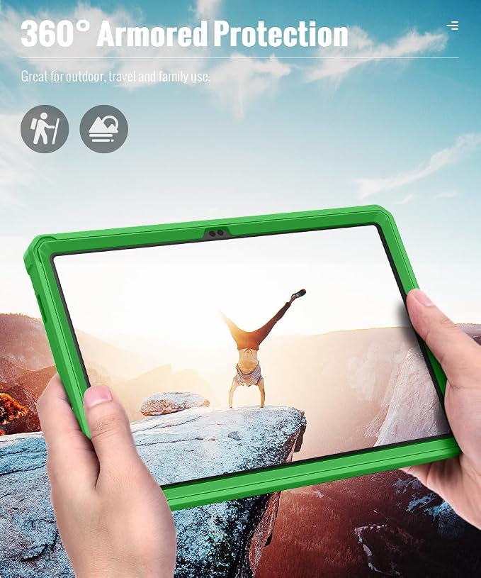 MoKo Shockproof Case Fit Samsung Galaxy Tab A11+ Plus/ A9+ 11 Inch | Full Body Rugged Stand Back Cover with Built-in Screen Protector for Galaxy Tab A11+/ A9+ Tablet, Forest Green