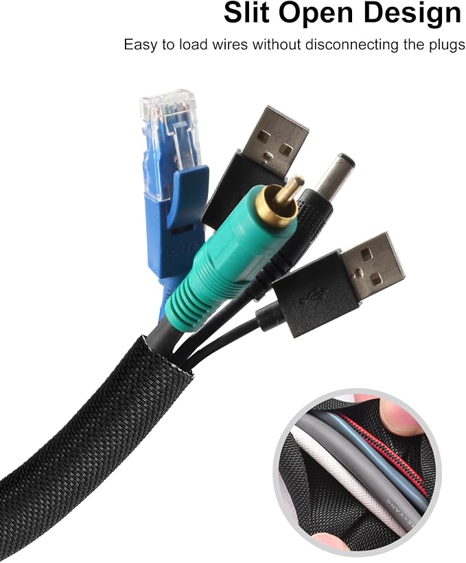 Secbolt Cord Protectors from Pets No Chew, 10FT - 3/8 Inch, Black | Durable Cord Covers for Pets, Bite-Resistant Wire Protector for Cats, Dogs, Rabbits
