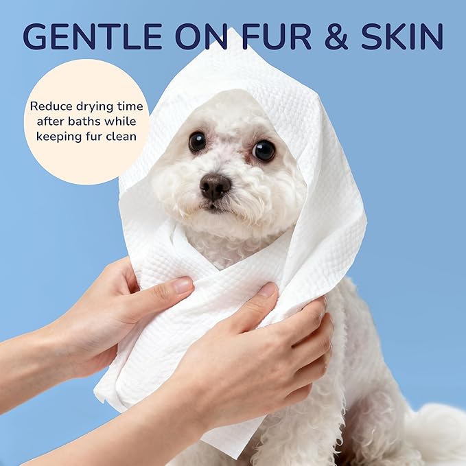 PWP1007A-3SET Dog Bath and Grooming Towels, Ultra-Absorbent & Soft Pet Wipes for Paws, Body and Butt, Hypoallergenic & Cruelty-Free, Alcohol-Free, 5.1" x 7.1", 3 Count