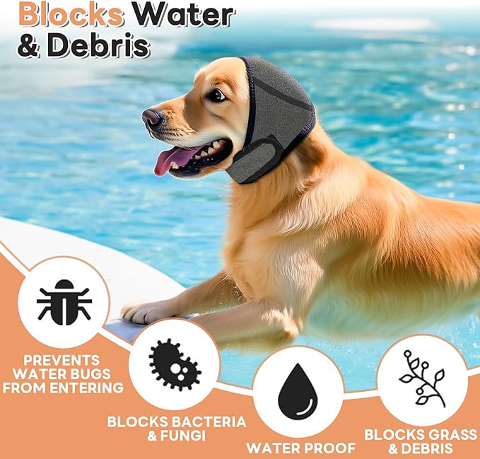 Dog Ear Muffs Noise Protection, Water-Resistant, No-Shake Ear Muffs for Grooming, Bathing, Swimming & Noise Relief