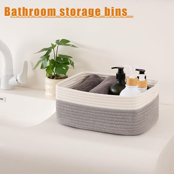 OIAHOMY 4 PACK 12L Storage Baskets for Organizing Storage Bins Grey | Small Bins for Shelves Small Storage Basket Shelf Baskets Organizer Baskets for Gifts Empty Cute Decorative Storage Bins