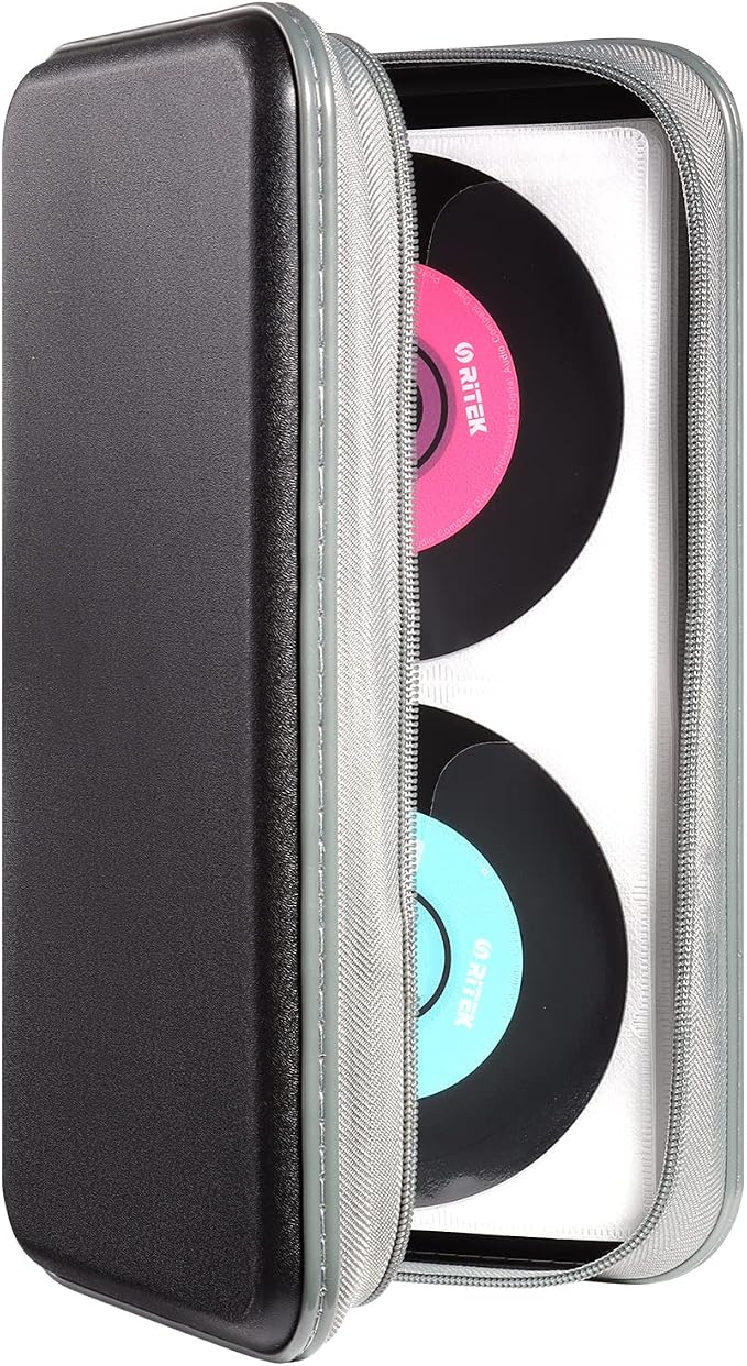 UENTIP CD Case,96 Capacity Hard Plastic DVD Case Holder for Car Home Travel | CD DVD Storage,Zipper Closure,Scratch-Resistant Sleeves,Stay Away Dust and Damp,Storage Music Video Gaming Discs Blu-ray