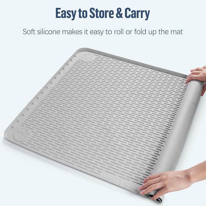 Pee Pad Holder for Dogs 50''x35'' Silicone Puppy Pee Pad Tray, Light Grey | Extra Large Dog Potty Tray Leak-Proof, High Edge, No Spill Training Pads for Floor Protection, No Pee Pads