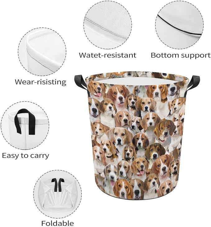 Beagle Dog Prints Laundry Basket, Beagle Dog Laundry Hamper, Collapsible Laundry Baskets Waterproof Dirty Clothes Storage Basket Bins For Bathroom Bedroom Decor, Beagle Dog Lover Gifts