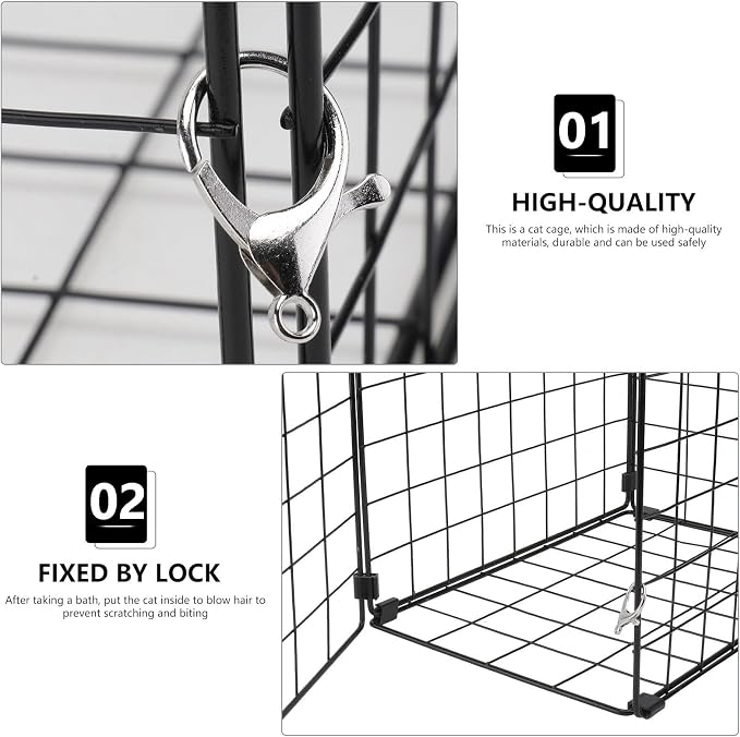 DOITOOL Foldable Iron Cat Cage for Pets Under 3kg with Rust-Proof Design, Portable Car and Domestic Environment Pet Cage for Cats, Lightweight and Sturdy