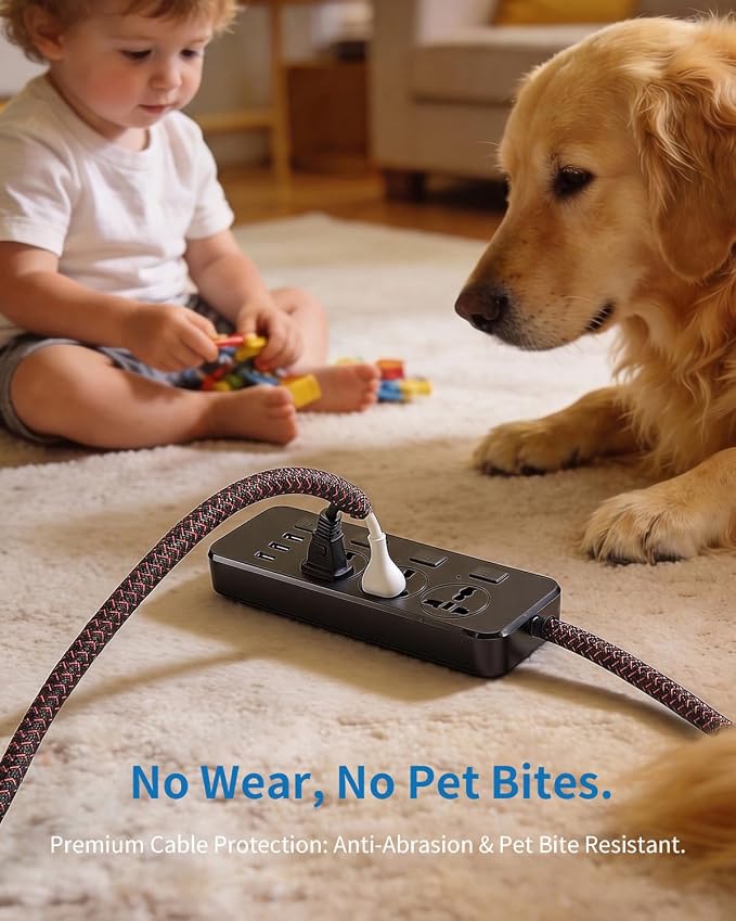 Yecaye 30ft - 1/2 inch Cord Protectors from Pets no Chew, BlackRed | Split Cable Management Sleeves, Wire Loom Tubing for TV USB Cord Protector, Cord Covers for Pets Bite-Resistant
