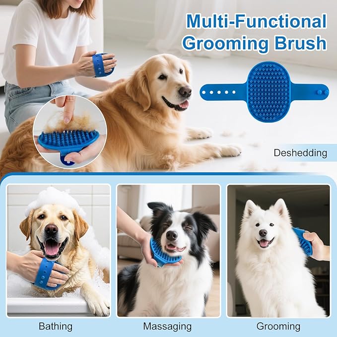 Slicker Brush for Dogs, Slicker Brush for Doodles Long Haired Dog, Goldendoodle Long Pin Detangler for Dematting, Dog Slicker Brushes for Grooming (Large Curved)(Blue)
