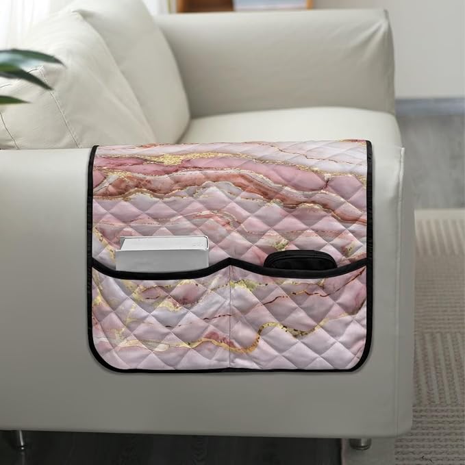 Pink Marble Sofa Arm Rest Covers Couch Arm Covers Stretch Armchair Cover Anti-Stain Sofa Slipcover Office Chair Armrest Protector for Armchair Furniture Protector