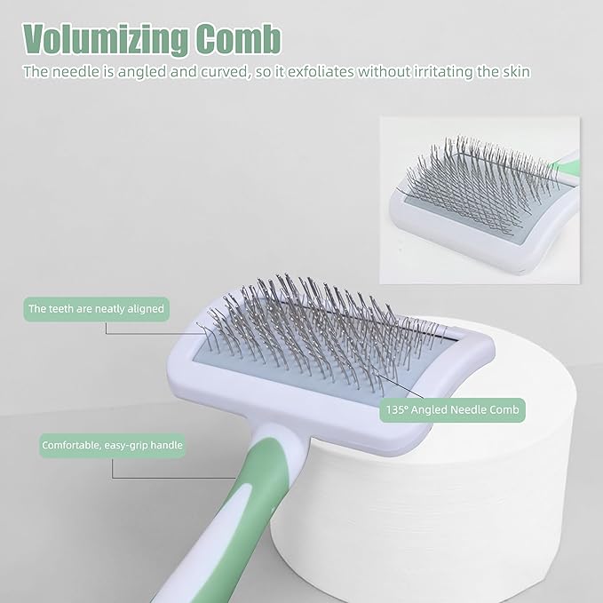 Slicker Brush for Dogs & Pet Comb,Grooming Brush for Thick,Fluffy,Shedding Fur on Dogs and Cats Soft,Gentle Pins for Grooming
