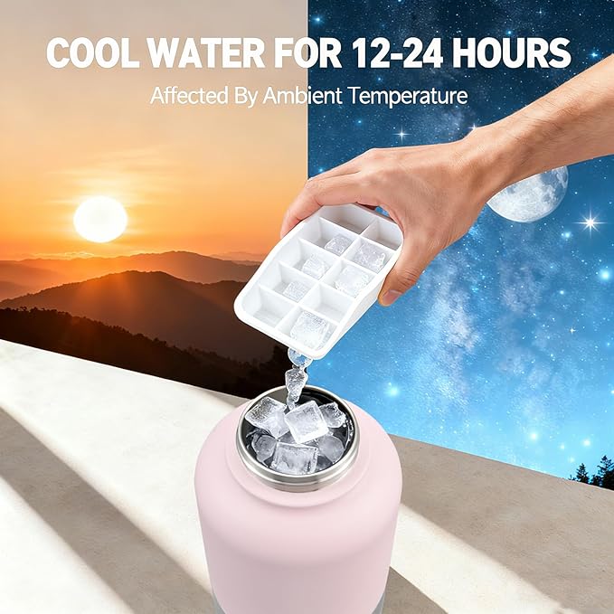 Cibaabo Insulated Dog Water Bottle with 2 Bowls, 32oz Travel Stainless Steel Double Wall Thermos, Portable Pet Dispenser, Puppy Small Medium Dog Mom Gifts for Walking Hiking and Camping