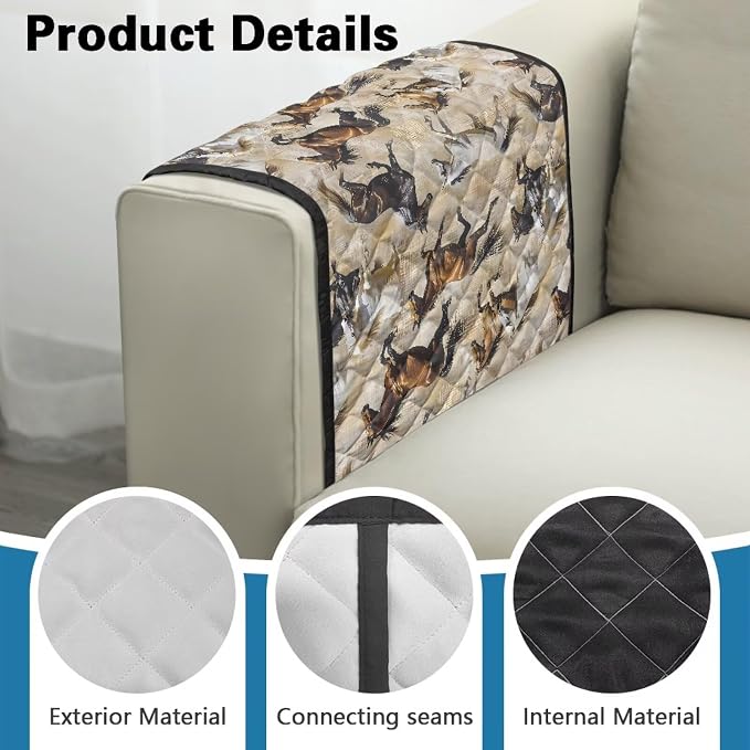 Horse Sofa Arm Covers for Couch Stretch Arm Rest Cover, Anti-Stains Couch Arm Cover Easy to Clean Sofa Slipcover Furniture Protector Office Chair Armrest Covers