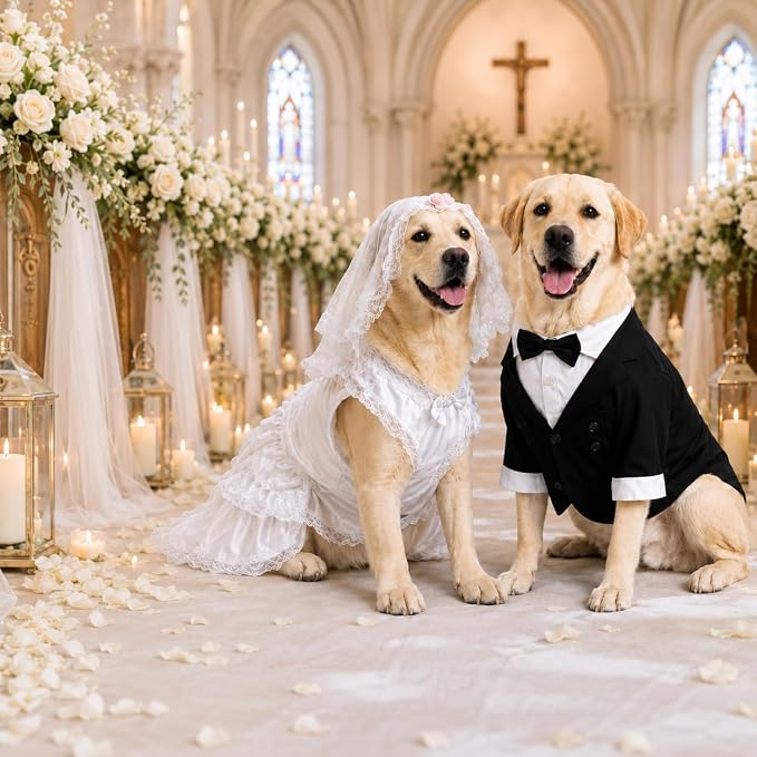 Lovelonglong Bulldog Costume Dog Suit Formal Tuxedo with Black Bow Tie Wedding Clothes for Pugs/French Bulldog/English Bulldog/American Pit Bull Gray B-M
