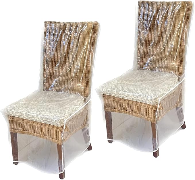 Evelots 2-Pack Clear PVC Dining Chair Covers, Spill-Resistant Protectors | Heavy-duty clear vinyl helps protect kitchen chairs from dust, spills, pet hair and claws; wipes clean with a damp cloth.