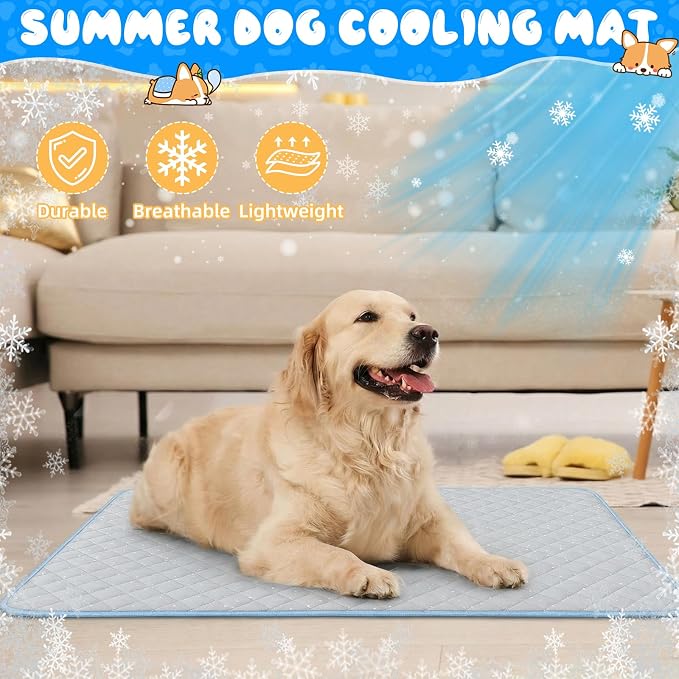 Nuanchu 4 Pack Dog Cooling Mat for Large Dogs, 39'' x 28'' Self Cooling Dog Pad with Storage Bags Pet Bed Blanket for Dogs, Breathable & Washable for Summer Indoor Outdoor Crate Car Seat Travel