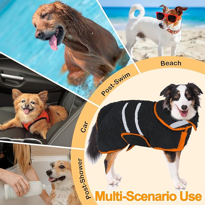Dog Bathrobe Super Absorbent Dog Towels Large Quick Drying Robes for After Bath Soft Adjustable Warm Keeping Dogs Towel(S-XXL)