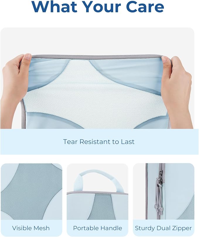 Bagsmart Compression Packing Cubes, Travel Bag Cruise Ship Essentials | Lightweight, Compressible Suitcase Organizer Set fit Standard Carry-On & Checked Luggage, 6 Set, 14 Set Washable Packing Bags