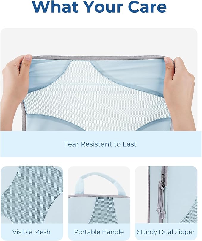 Bagsmart Compression Packing Cubes, Travel Bag Cruise Ship Essentials | Lightweight, Compressible Suitcase Organizer Set fit Standard Carry-On & Checked Luggage, 6 Set, 14 Set Washable Packing Bags