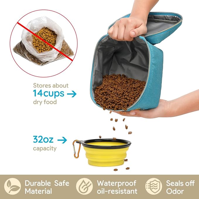 Dog Travel Bag for Traveling| Week Away/Overnight Travel Accessories with Multi-Function Pockets|Pet Travel Set for Dog and Cat|Ultimate Gift for Dog Moms &Dads, Doggy Lovers &Pet Owners