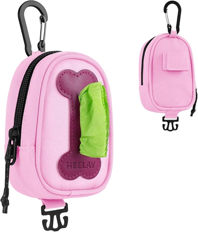 Dog Poop Bag Holder for Various Leashes,Hands Free Dog Bags Holder with Hook loop/Carabiner Clip,Bags Rolls Holder-Large Capacity,Dogs Walking,EXCLUDED