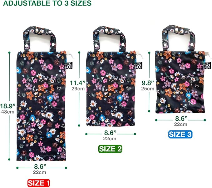 Waterproof Car Trash Bag Reusable Portable Garbage Can with Drawstring Top Adjustable Hanging Strap Leakproof & Washable for Cars SUVs & Trucks (Small Flowers)