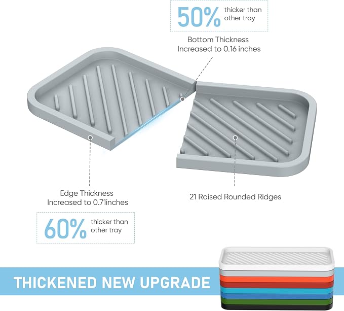 Silicone Sponge Holder-Large Thick Durable 10" Sink Organizer Tray-Kitchen