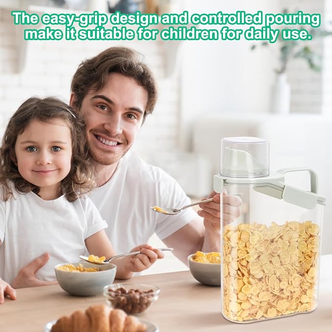 TBMax Rice Container Cereal Storage Container 2 Pack 3.2-Quart, Kitchen Pantry Dry Food Storage Holder with Easy-Pouring Spout & Handy Cup, Small Pet Dog Cat Food Dispenser for Daily Feeding