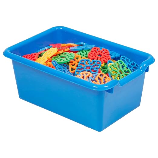 ECR4Kids Scoop Front Storage Bins, Multipurpose Organization, Blue, 10-Piece | Durable plastic, GREENGUARD Gold Certified, 1.2 gallon capacity, lightweight & nestable, built-in handle, classroom/home use