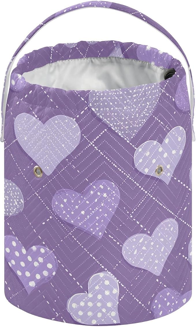 Tatenale Crochet Bag Yarn Bag Knitting Project Bag with Pockets and Handle Portable Yarn Storage Organizer Tangle Free 8.3x11 Inch Lavender Romantic Hearts Valentines Gifts