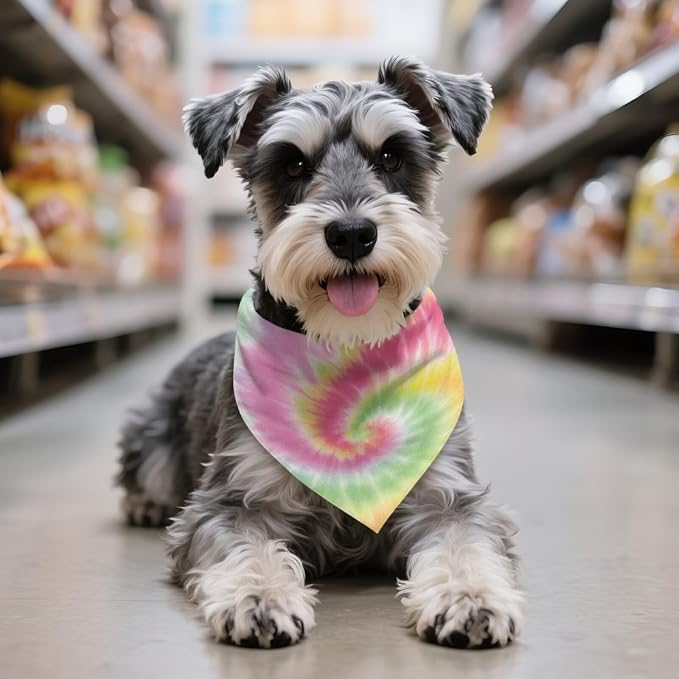Howilath Dog Bandana with Colorful Tie Dye Design, Adjustable Polyester Pet Kerchief Scarf for Small Medium Large Dogs and Cats