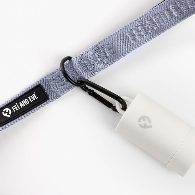 Fei & Eve Poop Bag Dispenser - Compact & Lightweight | Fits all Leashes | Compatible with all standard rolls | White, With 1 Roll Poop Bag