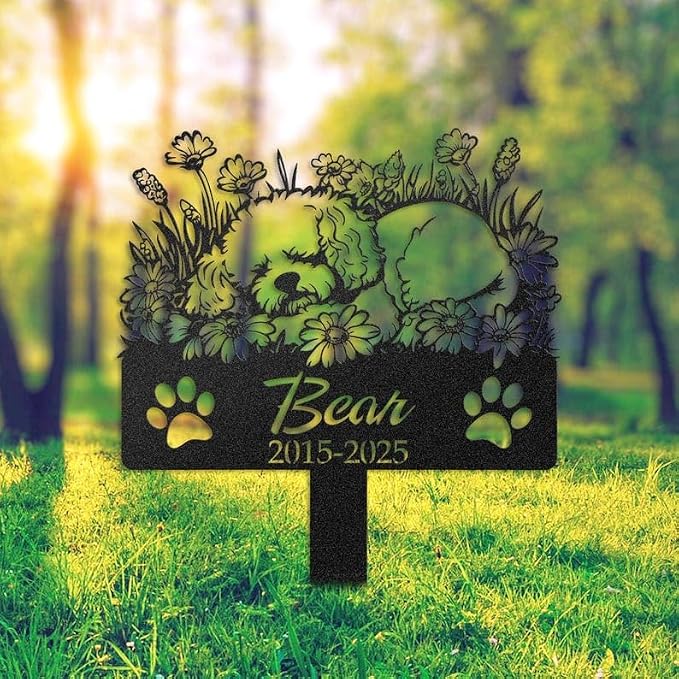 Personalized Bichon Frise Dog Metal Memorial Stake, Dog Loss Decor | Pet Memorial Gifts for Dogs, Grave Marker, Grave Decorations for Cemetery, Dog Dad Gifts, Back Yard, Garden Decor